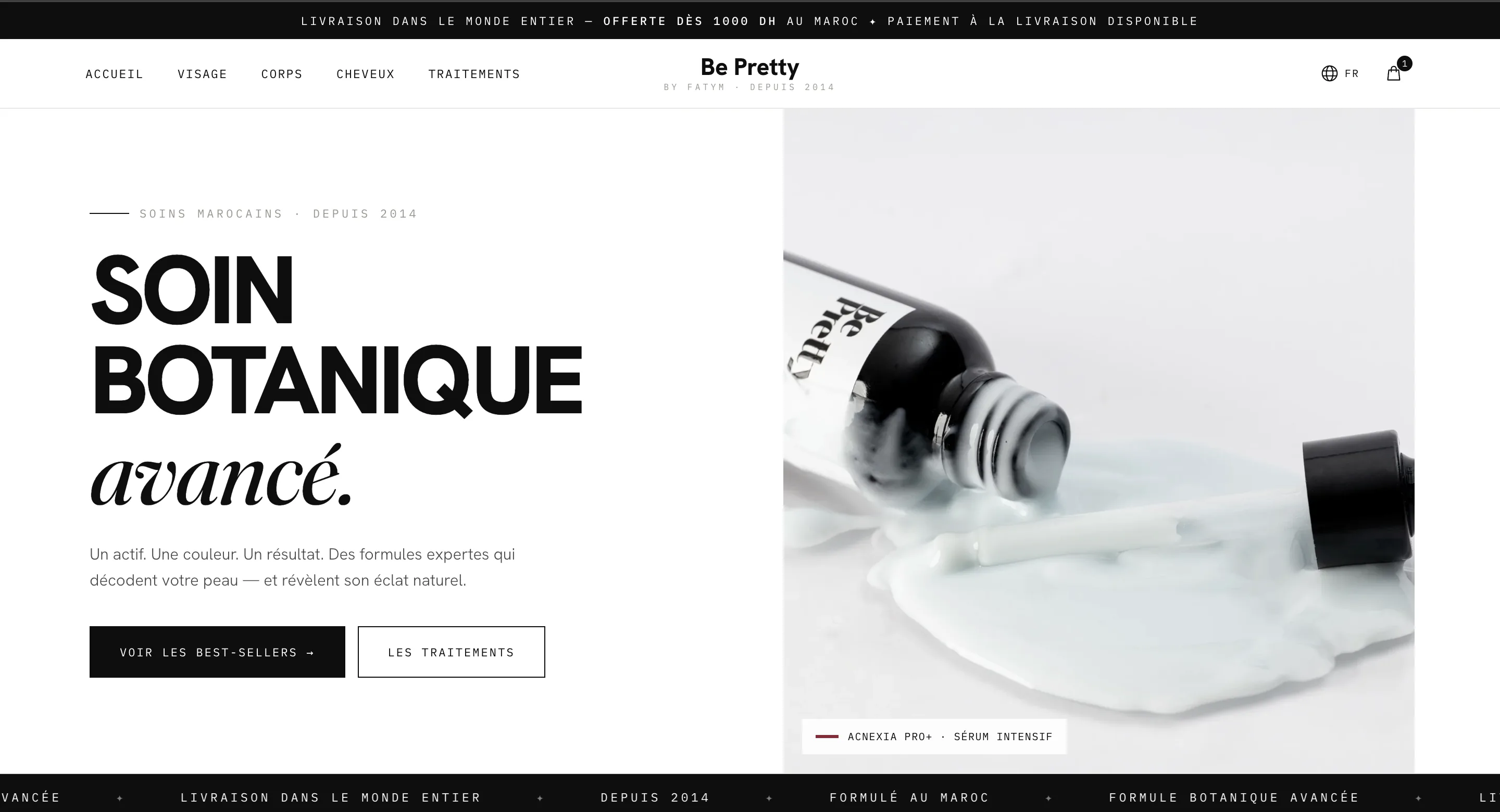 Homepage of the Be Pretty by Fatym online store, built by Just AI.